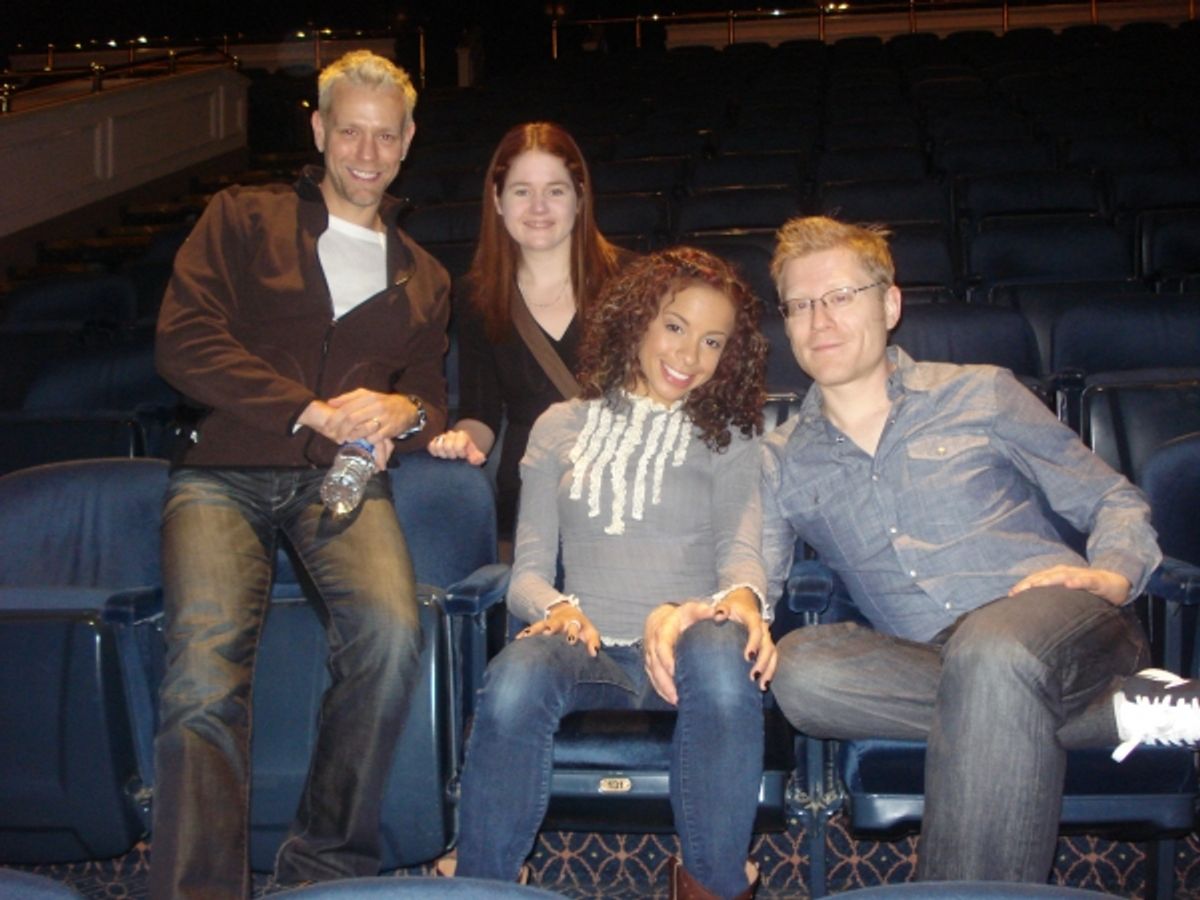 Adam Pascal, BWW's Kelly Cameron, Lexi Lawson and Anthony Rapp inside The Canon Theatre at 